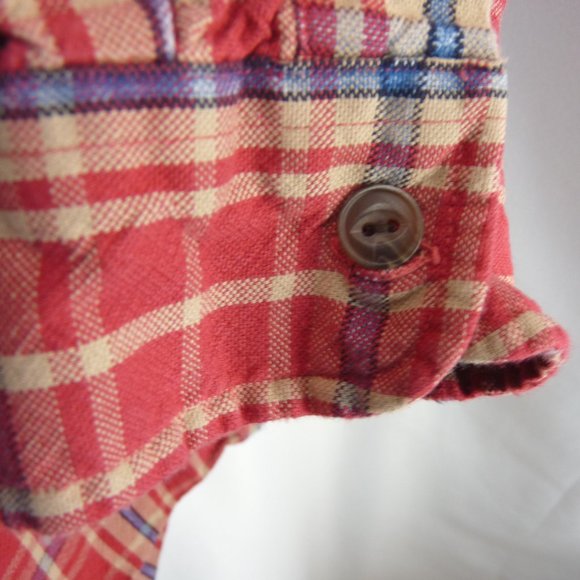Abercrombie & Fitch The Big Shirt Mens Size Large Red & Blue Plaid 100% Cotton - Picture 5 of 9